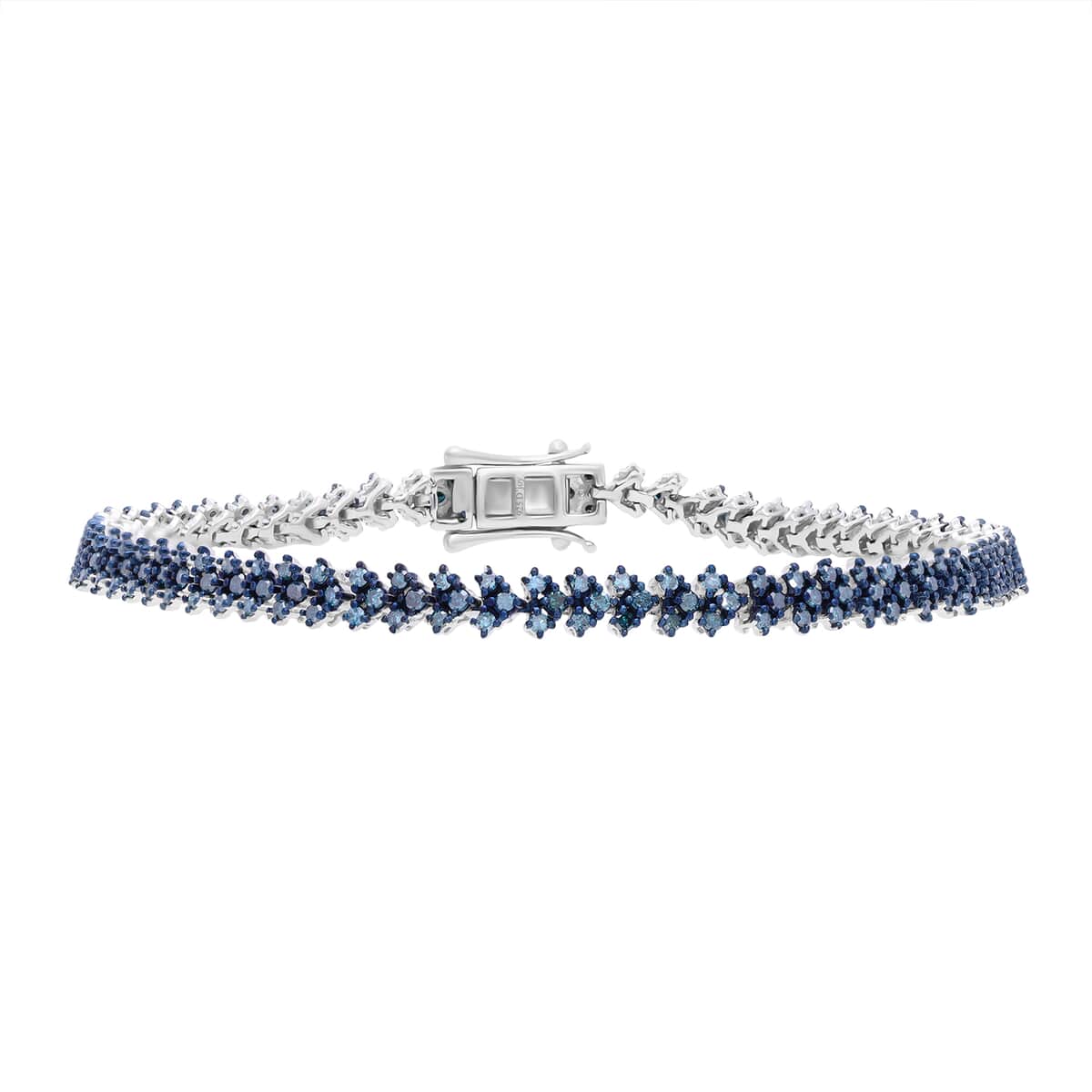 Blue Diamond 2.00 ctw Chevron Link Bracelet in Platinum Over Sterling Sil (7.25 In)  image number 0