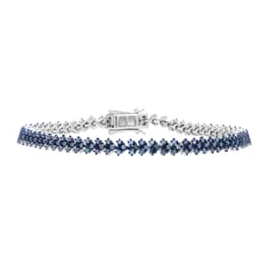 Blue Diamond 2.00 ctw Chevron Link Bracelet in Platinum Over Sterling Sil (7.25 In) 