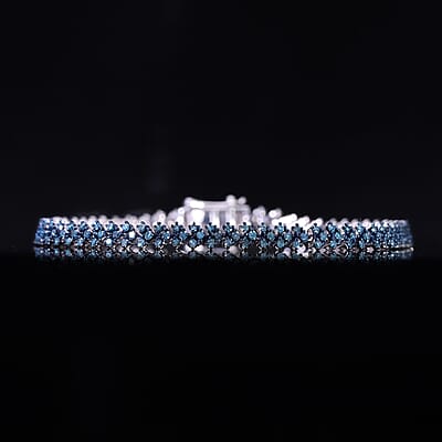 Blue Diamond 2.00 ctw Chevron Link Bracelet in Platinum Over Sterling Sil (7.25 In) 