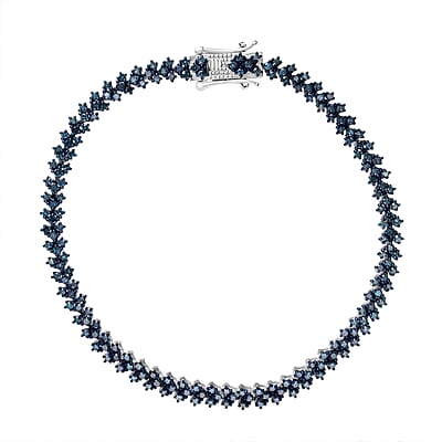 Blue Diamond 2.00 ctw Chevron Link Bracelet in Platinum Over Sterling Sil (7.25 In) 