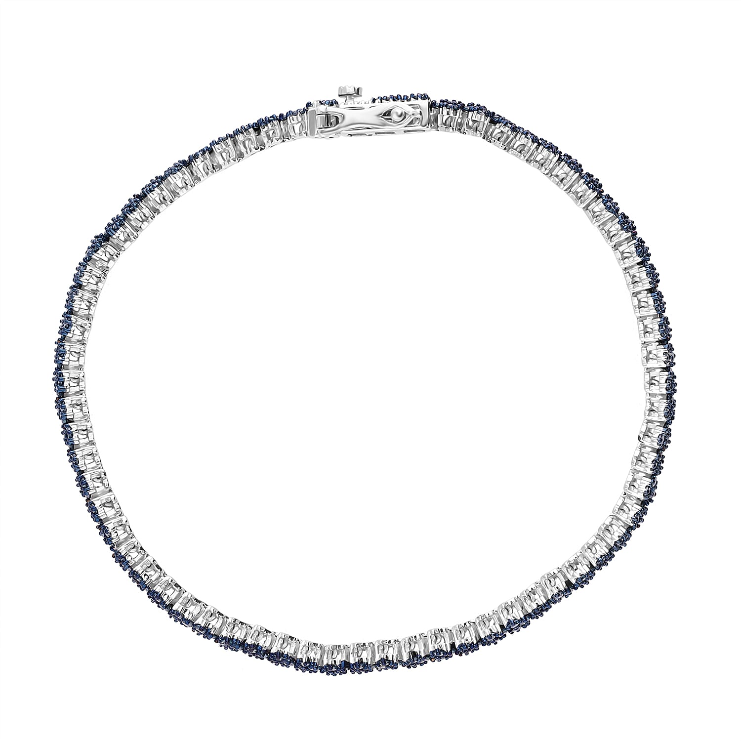 Blue Diamond 2.00 ctw Chevron Link Bracelet in Platinum Over Sterling Sil (7.25 In) 