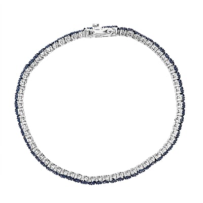 Blue Diamond 2.00 ctw Chevron Link Bracelet in Platinum Over Sterling Sil (7.25 In) 