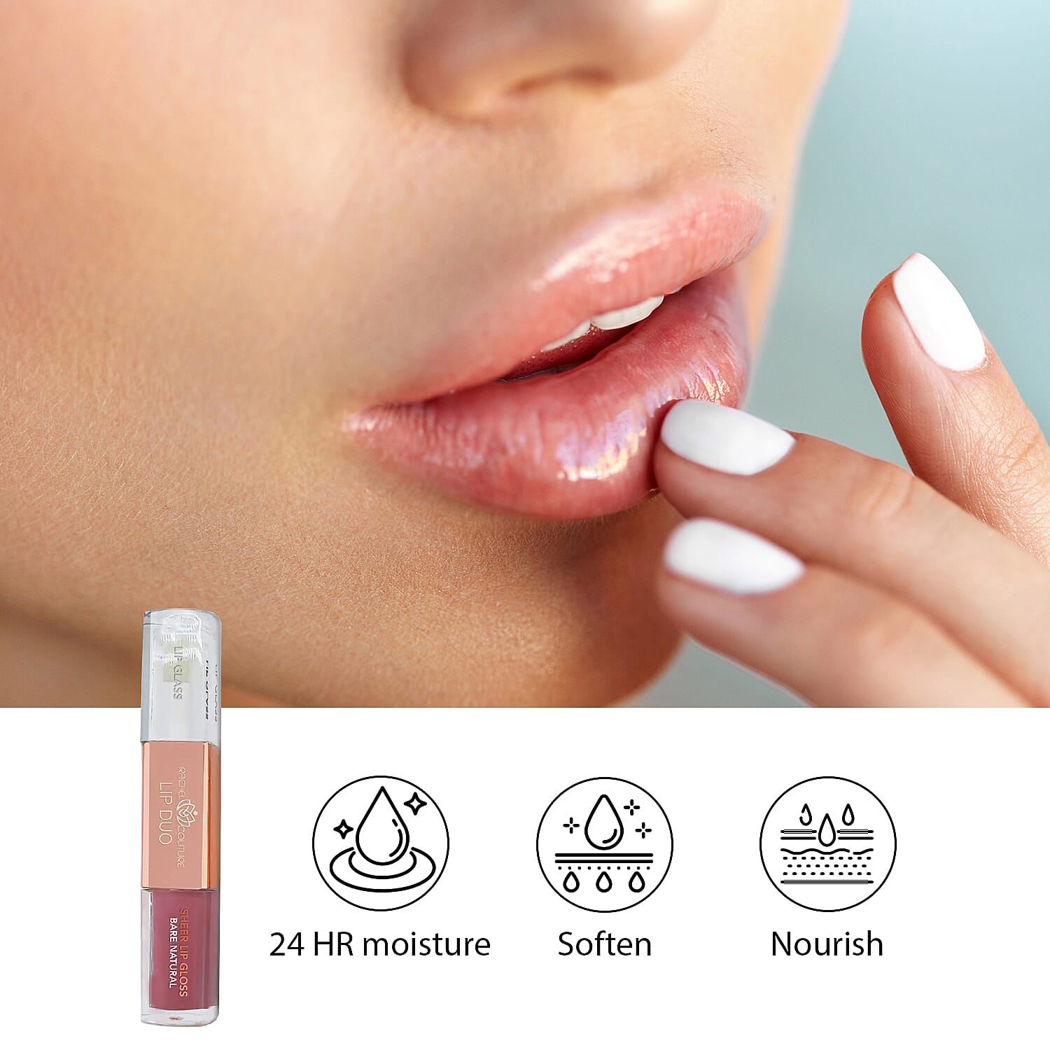 Rachel Couture Lip Duo (Lip Glass & Gloss)- Bare Natural