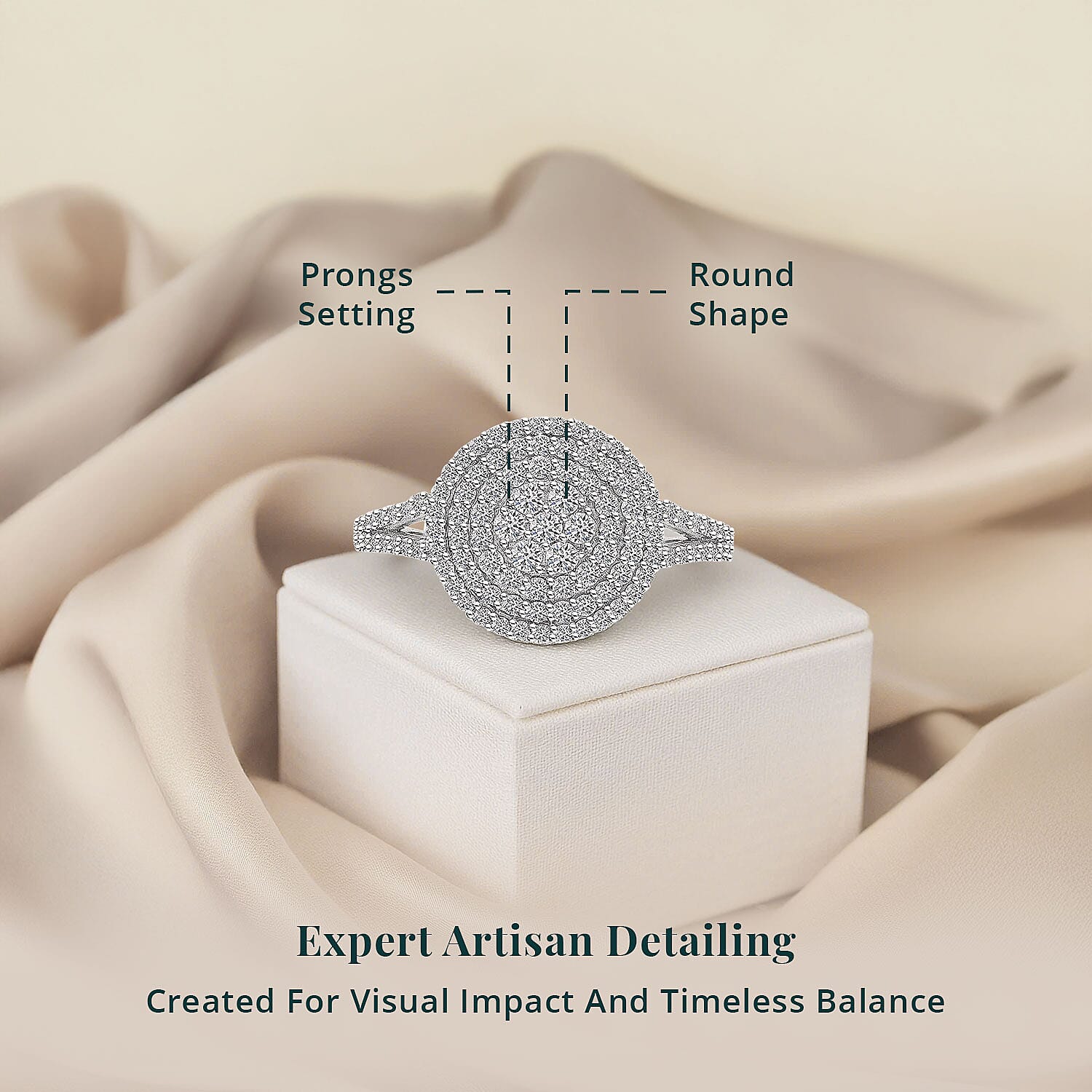 Luxuriant Lab Grown Diamond G-H SI, 1.00 ctw Cocktail Ring in 10K White Gold (Size 6.0)