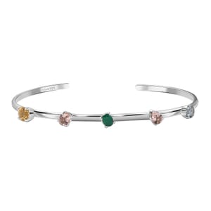Multi Beryl Family 1.75 ctw Cuff Bracelet in Rhodium Over Sterling Silver (7.50 In)