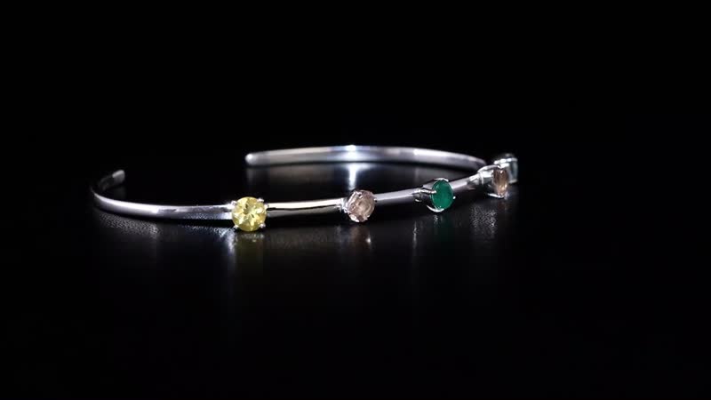 D'Joy Multi Beryl Family 1.75 ctw Cuff Bracelet in Rhodium Over Sterling Silver (7.50 In)