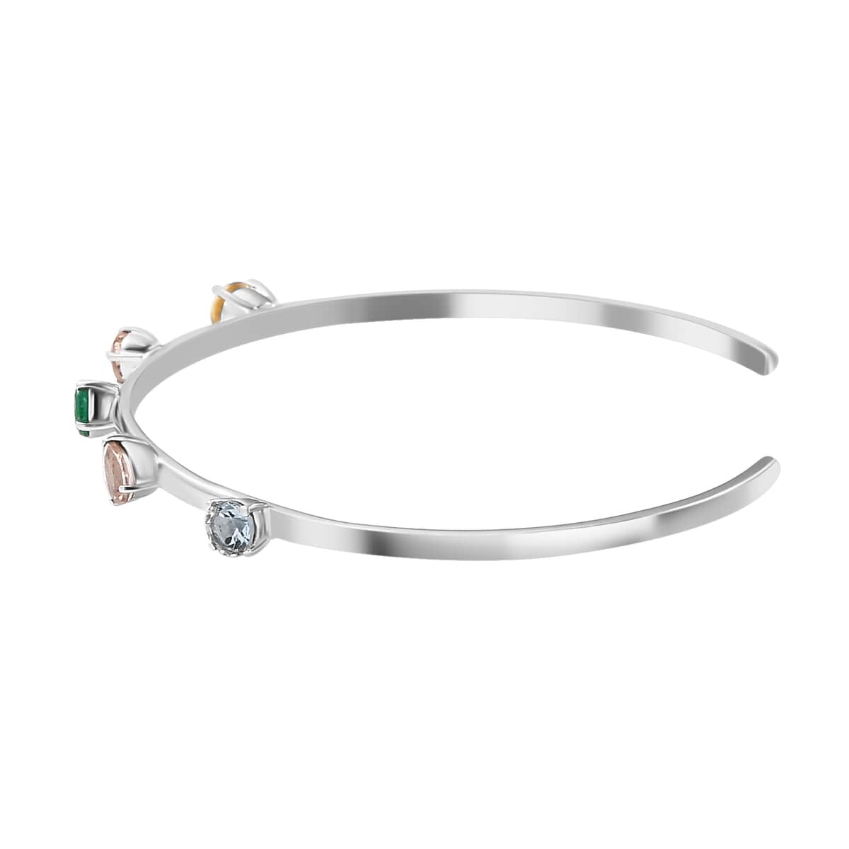 Multi Beryl Family 1.75 ctw Cuff Bracelet in Rhodium Over Sterling Silver (7.50 In) image number 3