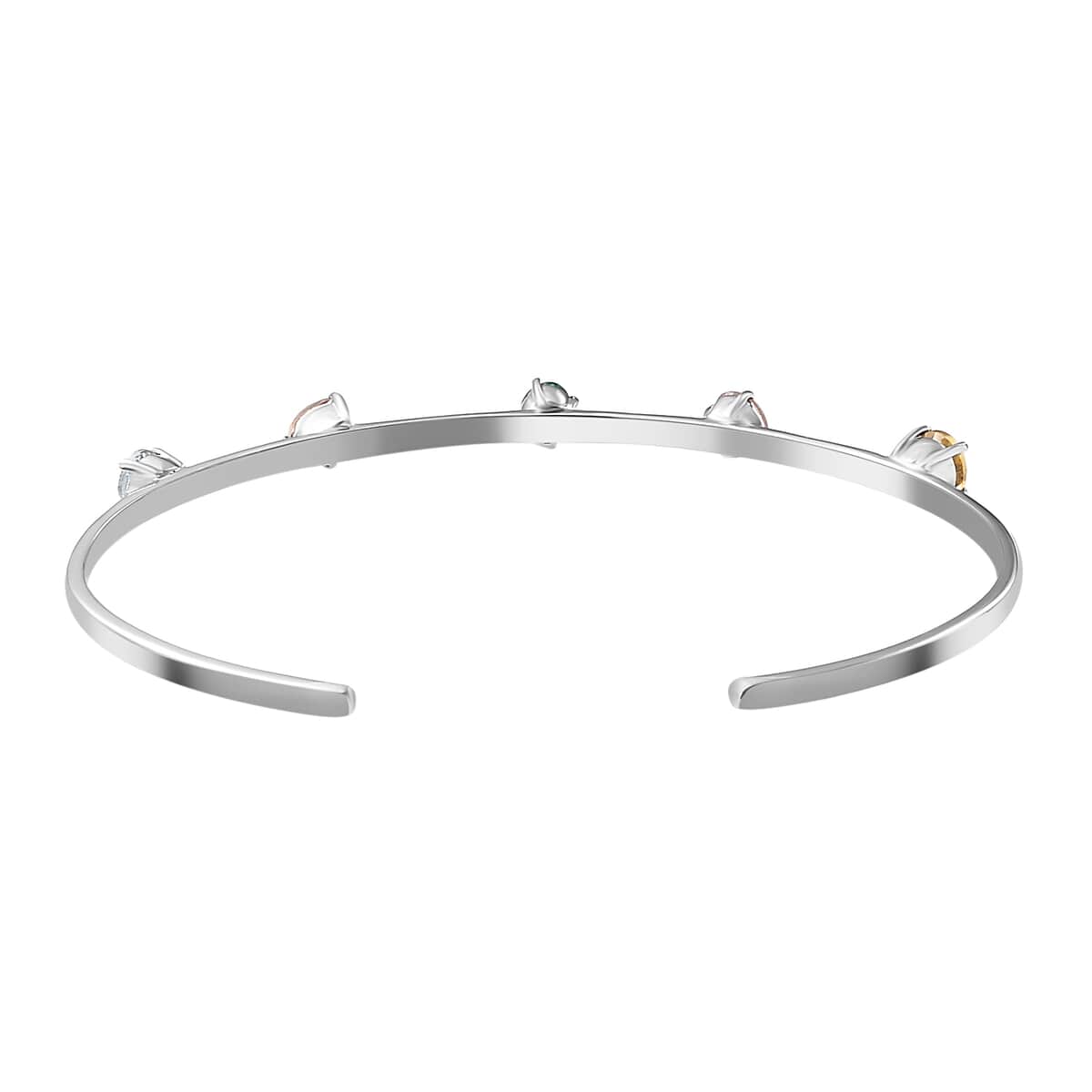 Multi Beryl Family 1.75 ctw Cuff Bracelet in Rhodium Over Sterling Silver (7.50 In) image number 4