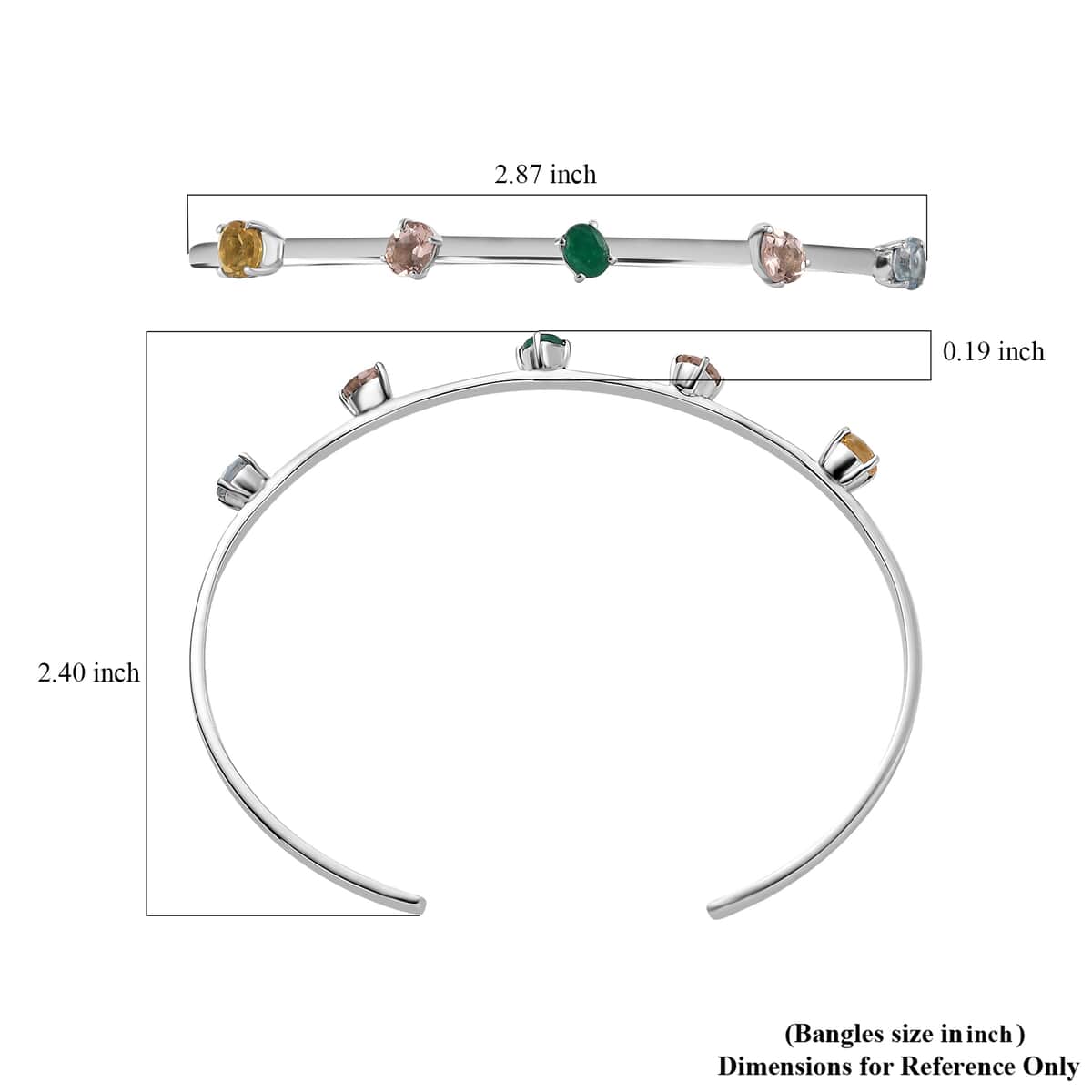 Multi Beryl Family 1.75 ctw Cuff Bracelet in Rhodium Over Sterling Silver (7.50 In) image number 5