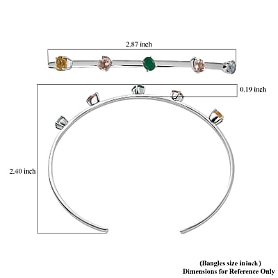 D'Joy Multi Beryl Family 1.75 ctw Cuff Bracelet in Rhodium Over Sterling Silver (7.50 In)