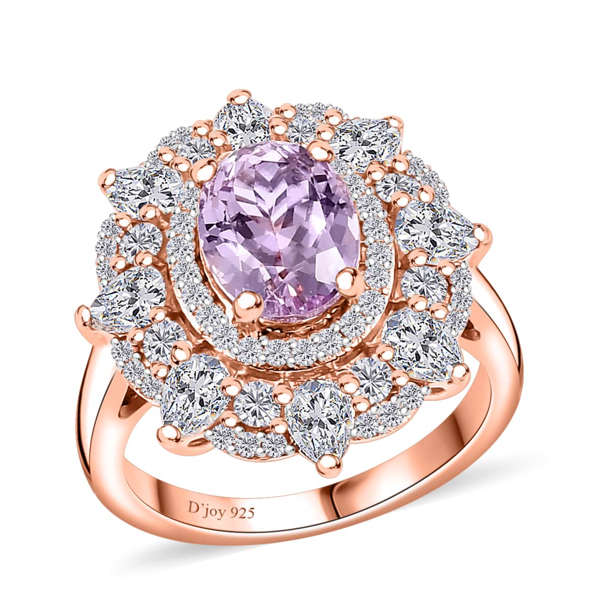 Premium Martha Rocha Kunzite, Moissanite Ring in 18K Vermeil RG Over Sterling Silver (Size 10.0) 4.20 ctw image number 0