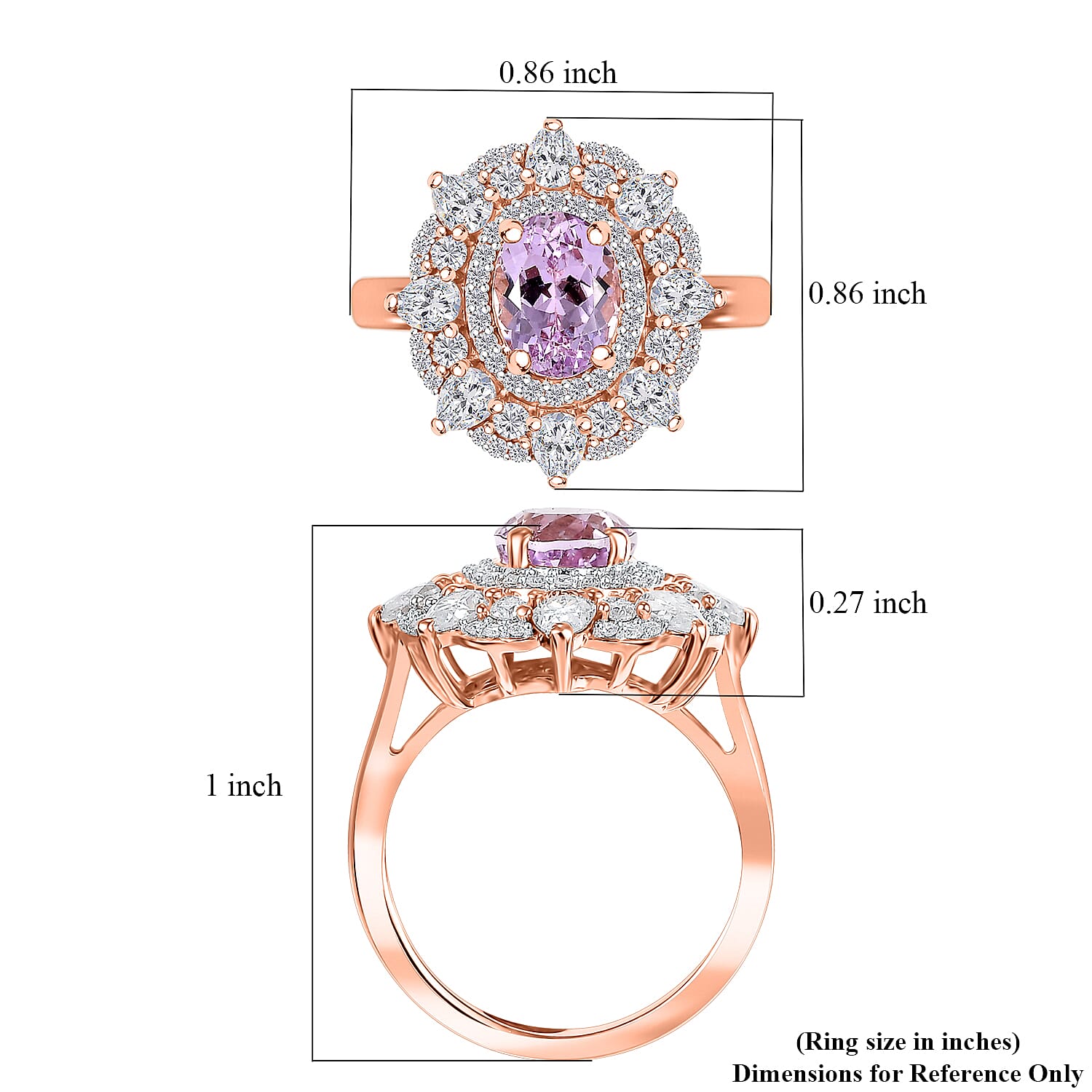 Martha Rocha Kunzite and Moissanite 4.20 ctw Celtic Love Knot Ring in 18K Vermeil Rose Gold Over Sterling Silver (Size 10.0)