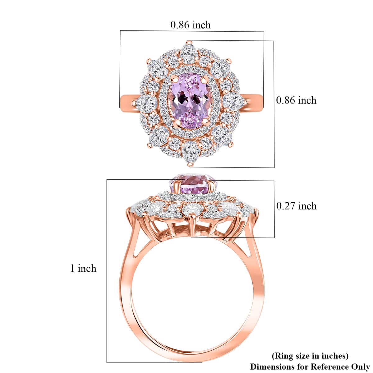 Premium Martha Rocha Kunzite, Moissanite Ring in 18K Vermeil RG Over Sterling Silver (Size 10.0) 4.20 ctw image number 5