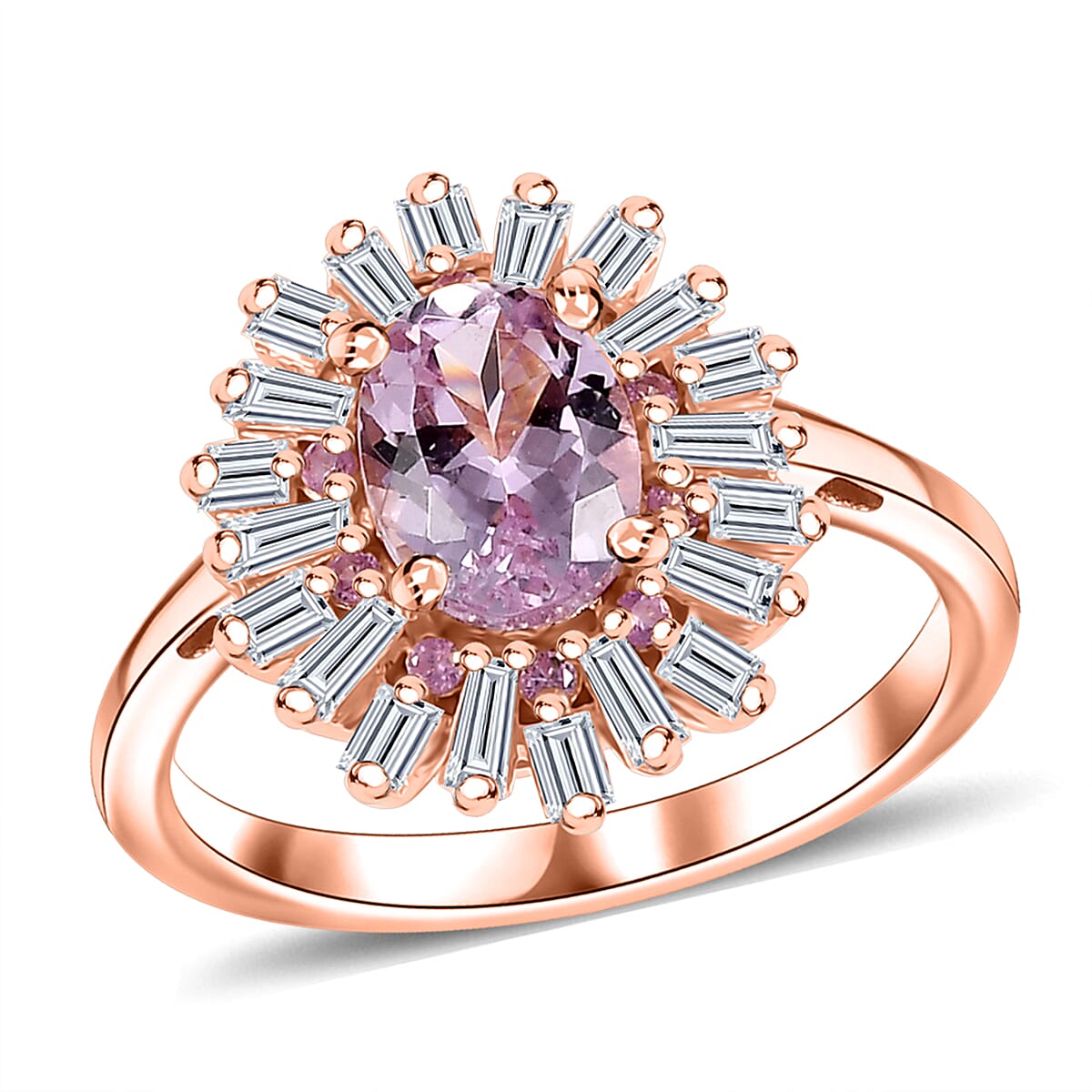 Martha Rocha Kunzite and Multi Gemstone 2.50 ctw Sparkling Love Ring in 18K Vermeil Rose Gold Over Sterling Silver (Size 10.0)