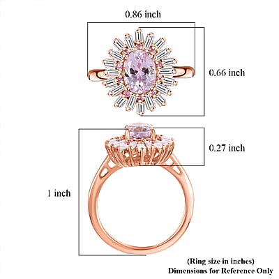 Martha Rocha Kunzite and Multi Gemstone 2.50 ctw Sparkling Love Ring in 18K Vermeil Rose Gold Over Sterling Silver (Size 10.0)