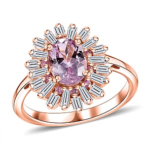Martha Rocha Kunzite and Multi Gemstone 2.50 ctw Sparkling Love Ring in 18K Vermeil Rose Gold Over Sterling Silver (Size 6.0)