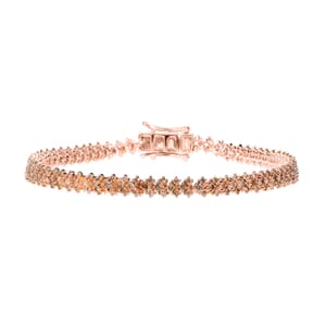 Natural Champagne Diamond 2.00 ctw Chevron Link Bracelet in Vermeil Rose Gold Over Sterling Si (7.25 In) 