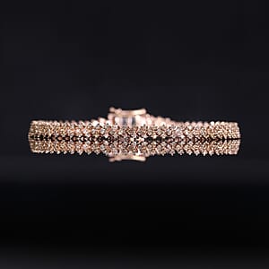 Natural Champagne Diamond 2.00 ctw Chevron Link Bracelet in Vermeil Rose Gold Over Sterling Si (7.25 In) 