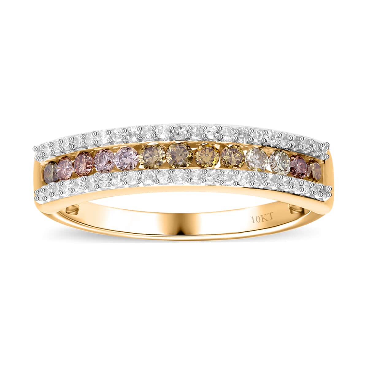 Luxoro 10K Yellow Gold Multi Diamond (Natural & IR) (I1-I2) Ring (Size 6.0) 0.50 ctw image number 0