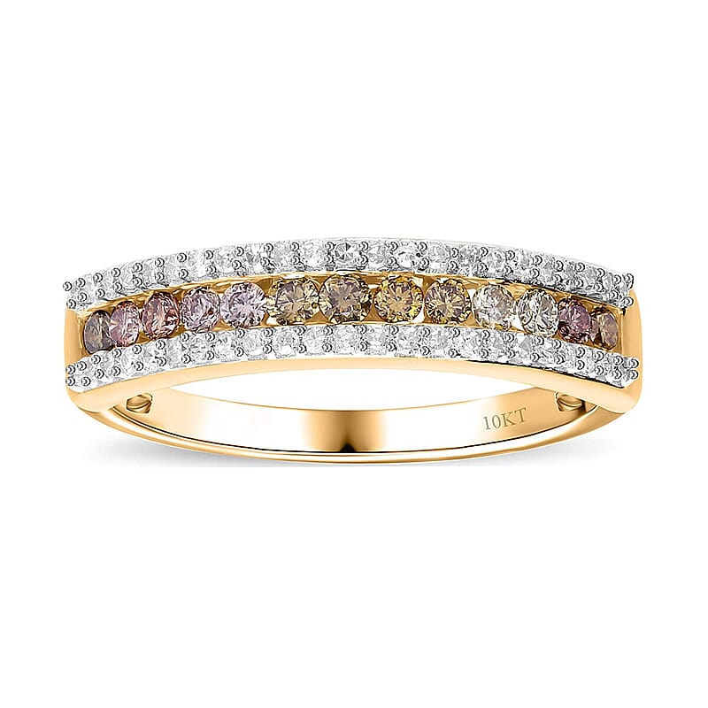 Luxoro I1-I2 Multi Diamond 0.50 ctw Rainbow Ring in 10K Yellow Gold (Size 6.0)