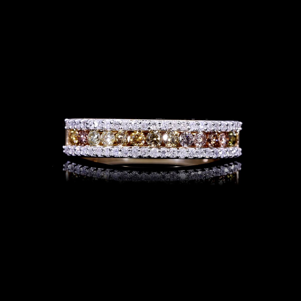 Luxoro 10K Yellow Gold Multi Diamond (Natural & IR) (I1-I2) Ring (Size 6.0) 0.50 ctw image number 1