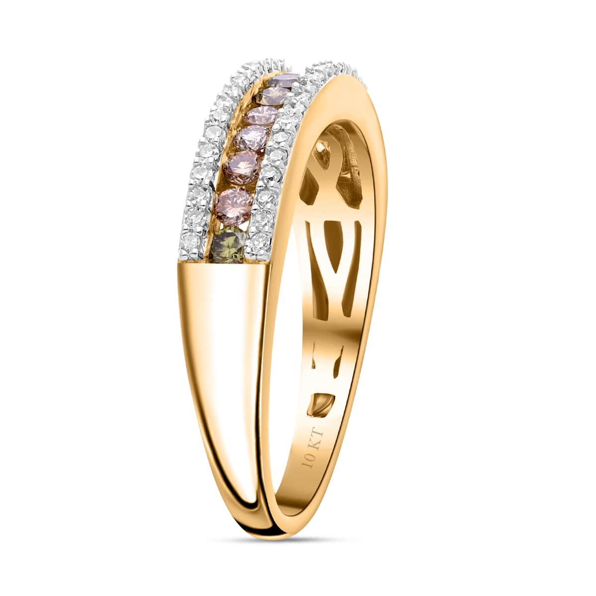 Luxoro 10K Yellow Gold Multi Diamond (Natural & IR) (I1-I2) Ring (Size 6.0) 0.50 ctw image number 3