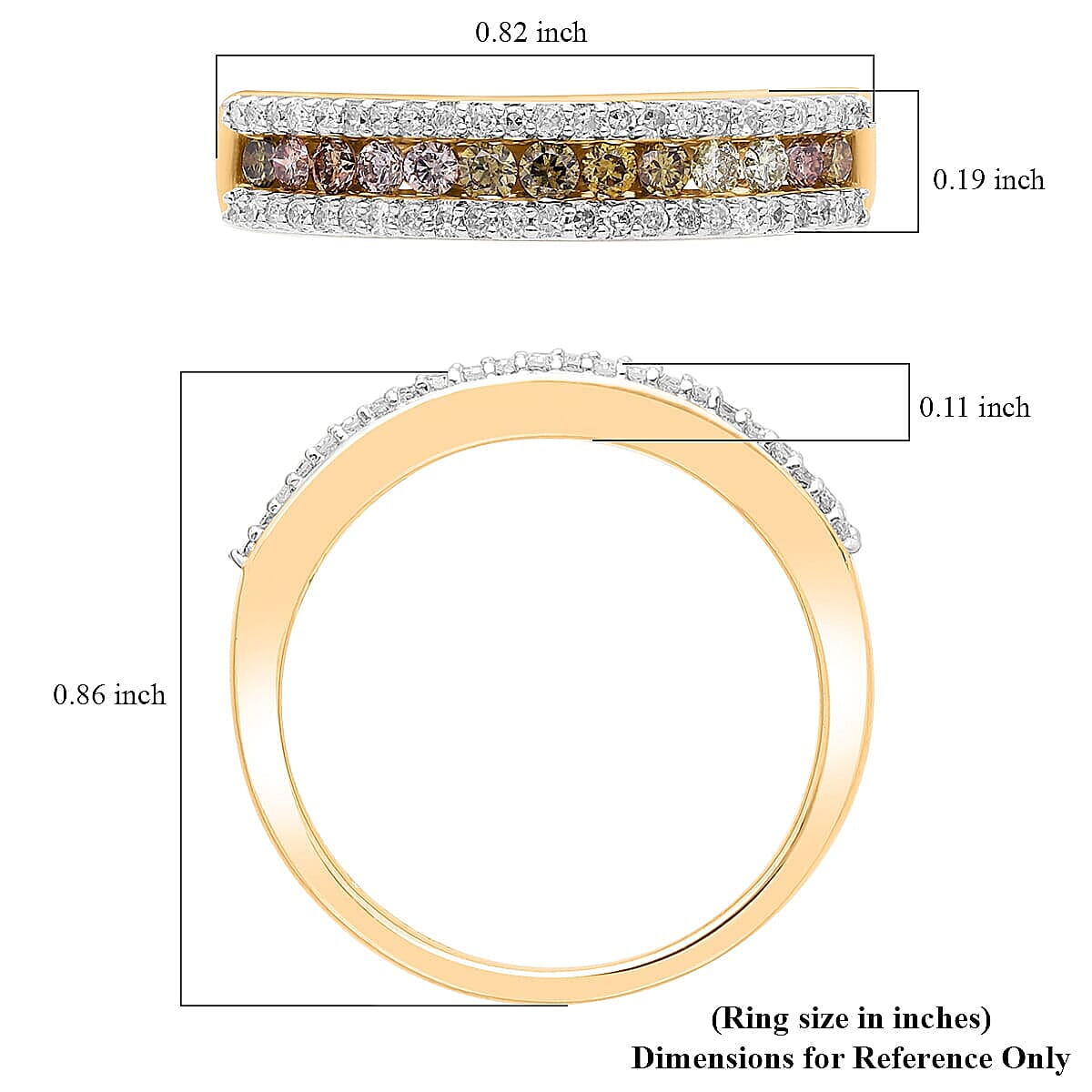 Luxoro I1-I2 Multi Diamond 0.50 ctw Rainbow Ring in 10K Yellow Gold (Size 6.0)
