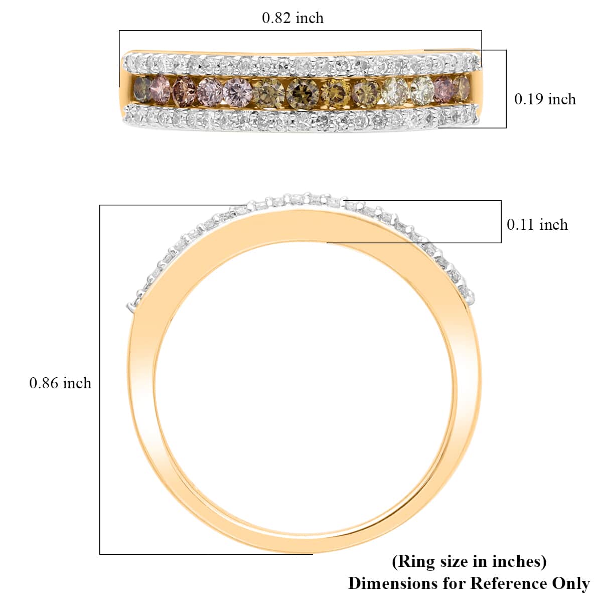 Luxoro 10K Yellow Gold Multi Diamond (Natural & IR) (I1-I2) Ring (Size 6.0) 0.50 ctw image number 5