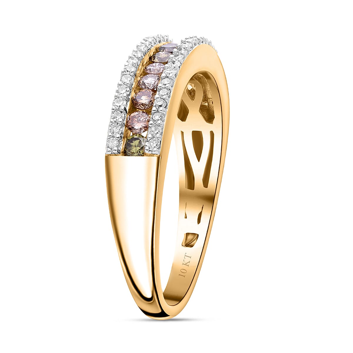 Buy Luxoro I1-I2 Multi Diamond 0.50 ctw Rainbow Ring in 10K