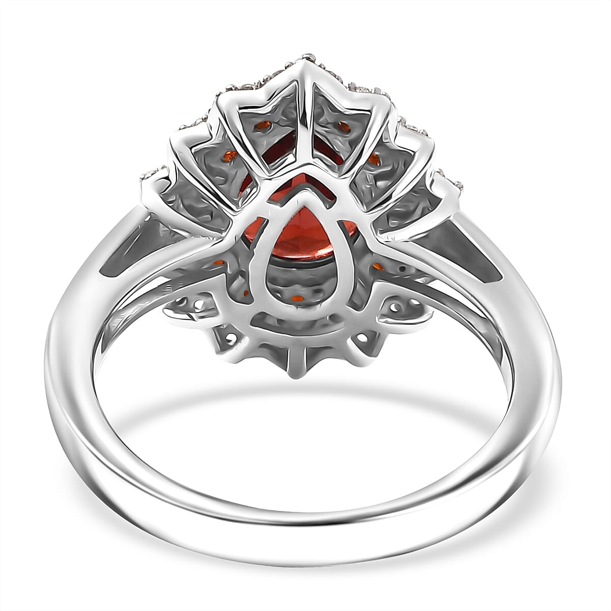 D'Joy Mozambique Garnet and White Zircon 2.50 ctw Teardrop Halo Ring in Rhodium Over Sterling Silver (Size 9.0) image number 4