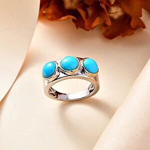 Sleeping Beauty Turquoise 2.27 ctw Ring in Vermeil Yellow Gold Over Sterling Silver (Size 11.5)