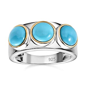 Sleeping Beauty Turquoise 2.27 ctw Ring in Vermeil Yellow Gold Over Sterling Silver (Size 11.5)