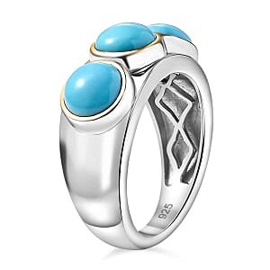 Sleeping Beauty Turquoise 2.27 ctw Ring in Vermeil Yellow Gold Over Sterling Silver (Size 11.5)