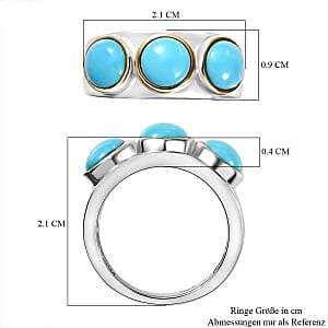 Sleeping Beauty Turquoise 2.27 ctw Ring in Vermeil Yellow Gold Over Sterling Silver (Size 11.5)