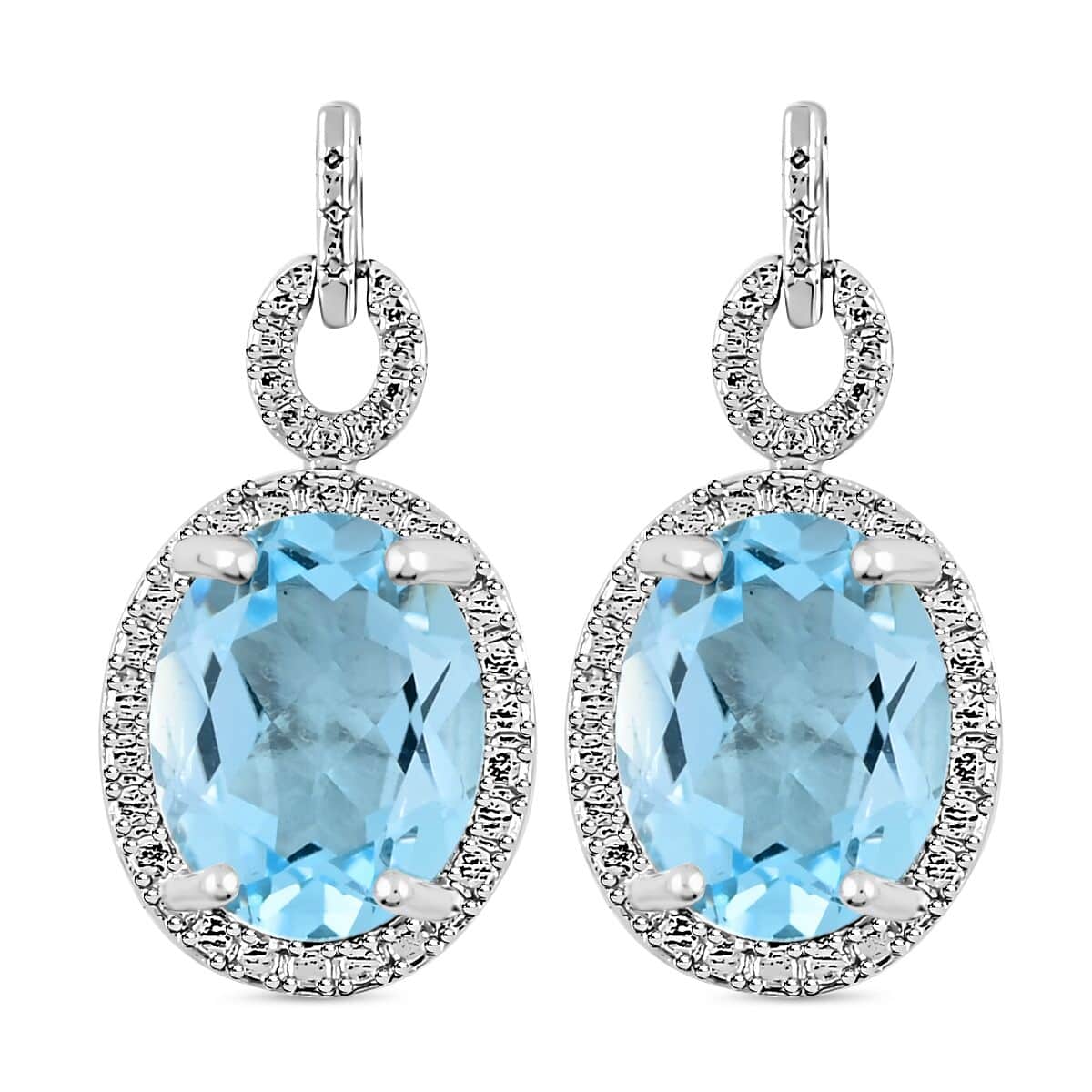 Blue Topaz  Earring in Platinum Over Pure White Brass 5.00 ctw image number 0