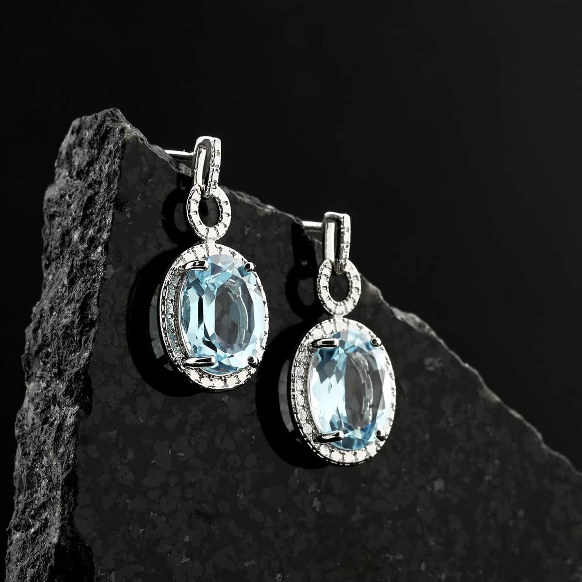 Blue Topaz  Earring in Platinum Over Pure White Brass 5.00 ctw image number 1