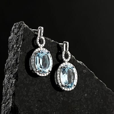 Blue Topaz 5.00 ctw Earrings in Silvertone