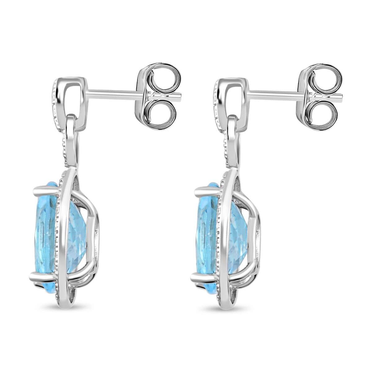 Blue Topaz  Earring in Platinum Over Pure White Brass 5.00 ctw image number 3