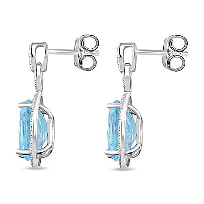 Blue Topaz 5.00 ctw Earrings in Silvertone