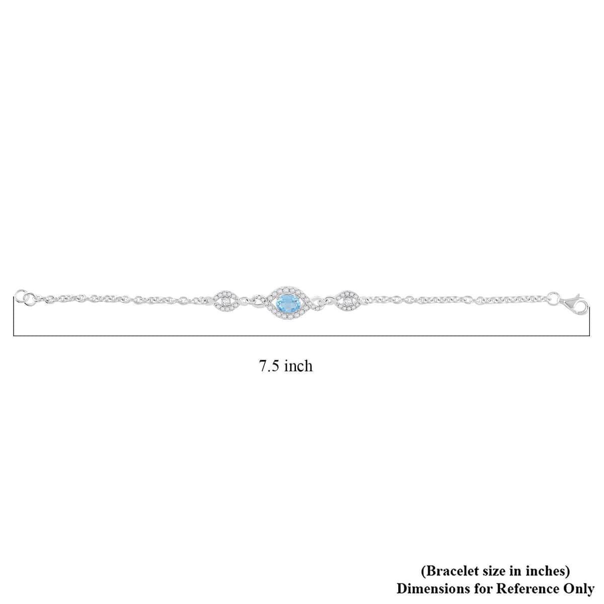 Blue Topaz and Simulated Diamond 2.15 ctw Bracelet in Sterling Silver (7.50 In) image number 4