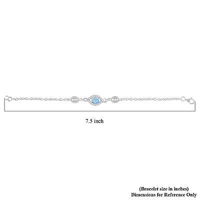 Blue Topaz and Simulated Diamond 2.15 ctw Bracelet in Sterling Silver (7.50 In)