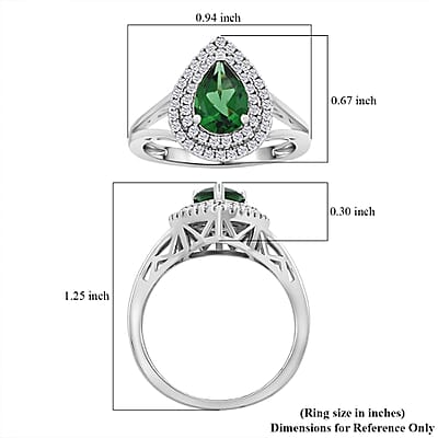 Lab Created Green Quartz and Simulated Diamond 2.75 ctw Ring in Silvertone (Size 6.0)