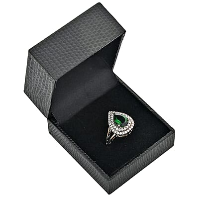 Lab Created Green Quartz and Simulated Diamond 2.75 ctw Ring in Silvertone (Size 6.0)