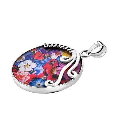 Resin Floral Pendant in Sterling Silver
