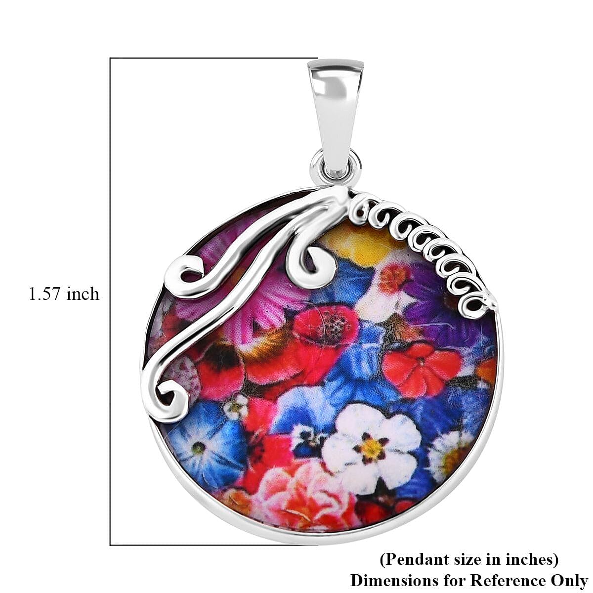 Resin Floral Pendant in Sterling Silver