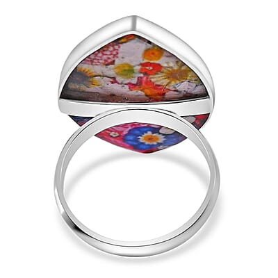 Resin Floral Ring in Sterling Silver (Size 8.0)