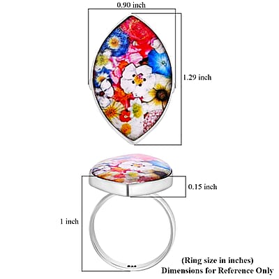 Resin Floral Ring in Sterling Silver (Size 8.0)