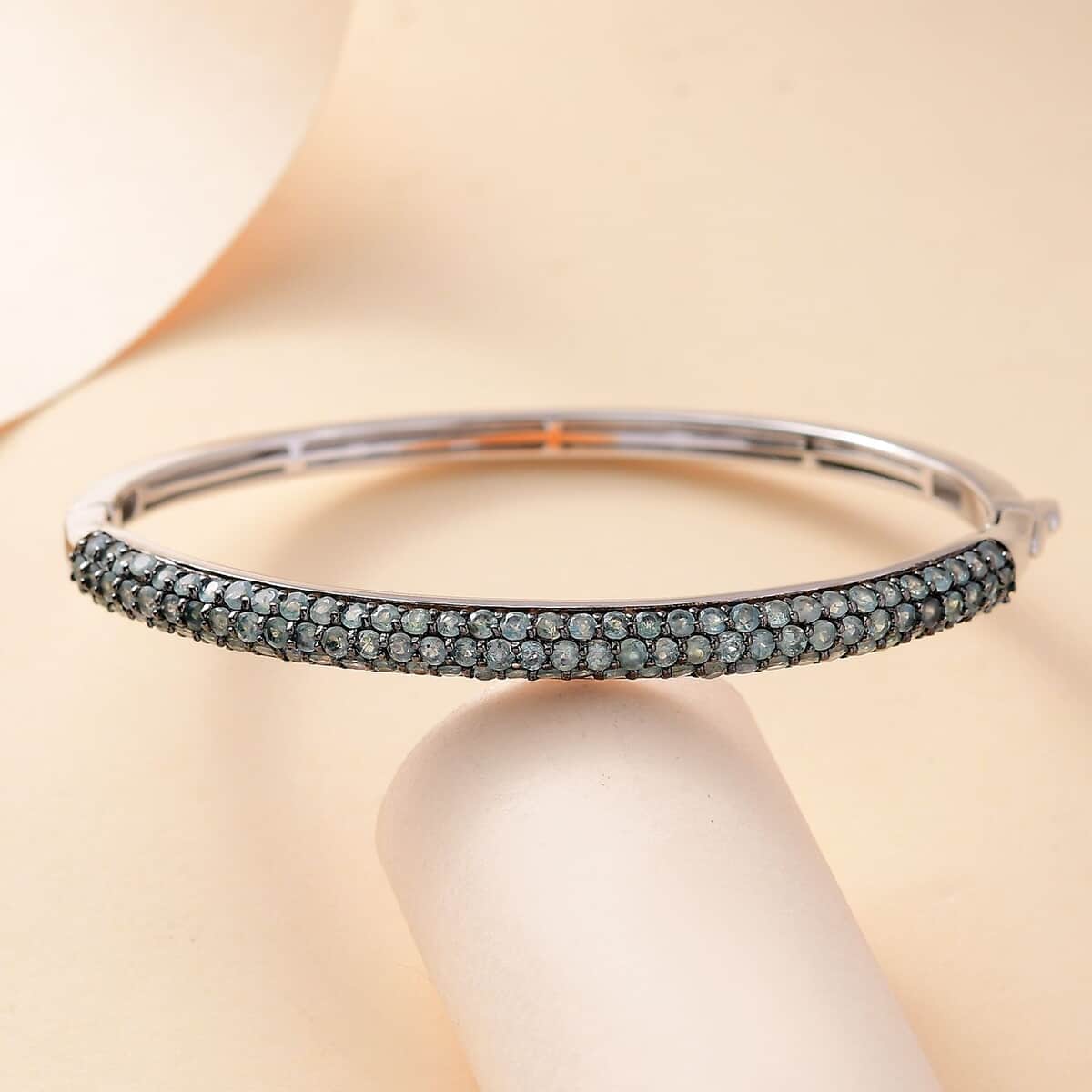 TLV Narsipatnam Alexandrite Bangle Bracelet in Rhodium Over Sterling Silver (6.50 In) (Del. in 8-10 Days) 4.25 ctw image number 1