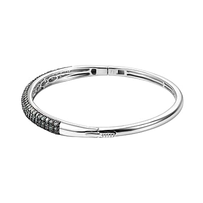 Narsipatnam Alexandrite 4.10 ctw Bangle Bracelet in Rhodium Over Sterling Silver (6.50 In)