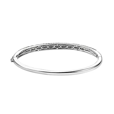 Narsipatnam Alexandrite 4.10 ctw Bangle Bracelet in Rhodium Over Sterling Silver (6.50 In)